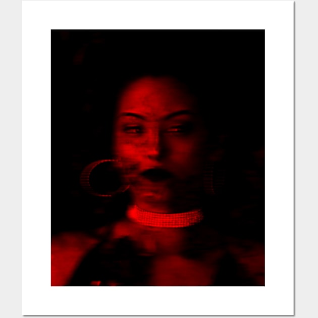 Beautiful girl, red light, motion blur, jewelry. Beautiful and dark. Wall Art by 234TeeUser234